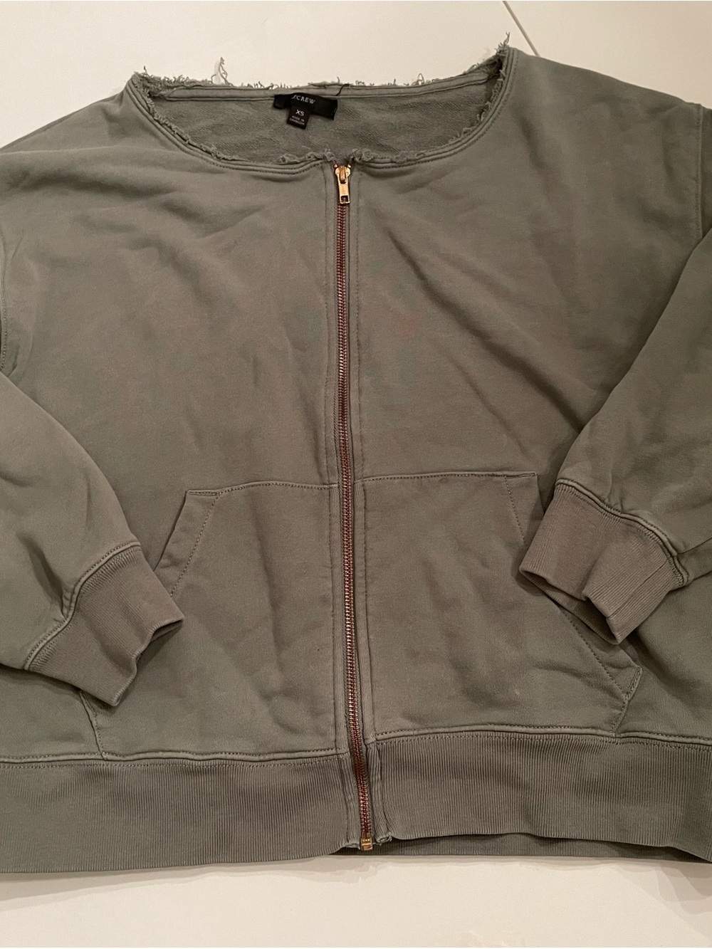 J. Crew womens oversized Olive Zip-Front Shirt Jacket